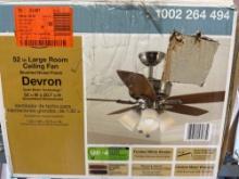 Hampton Bay Devron 52 in. LED Indoor Brushed Nickel Ceiling Fan with Light Kit Appears to Be New
