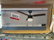 Montgomery 42 inch oil rubbed bronze ceiling fan with opal glass shade, three speed reversible motor