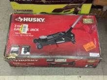 HUSKY 3 TON FLOOR GARAGE JACK APPEARS USED IN THE BOX RETAIL PRICE VALUE $140.00