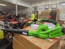 GREENWORKS G MAX 24252 LEAF BLOWER BATTERY OPERATED APPEARS TO BE USED RETAIL PRICE VALUE $330.00