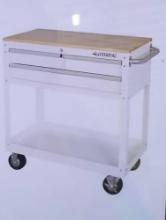 HUSKY 36-IN THREE DRAWER WOOD TOP AND GLOSS WHITE UTILITY CART APPEARS TO BE NEW RETAIL PRICE VALUE