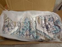 ROME 3 PIECE BEIGE, BLUE, WHITE PAISLEY/ MEDALLION COTTON FULL/ QUEEN QUILT SET PIERCED BE USED