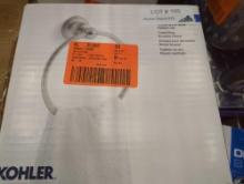 KOHLER CAPILANO TOWEL RING AND VIBRANT BRUSHED NICKEL APPEARS TO BE NEW RETAIL PRICE VALUE $33.00