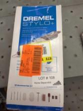 DREMEL STYLO VERSATILE CORDED CRAFT ROTARY TOOL KIT WITH 15 ACCESSORIES APPEARS TO BE USED RETAIL