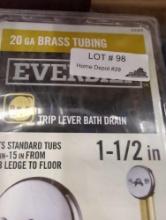 EVERBILT TRIP LEVER 1-1/2 INCH 30 GAUGE BRASS PIPE BATH WASTE AND OVERFLOW DRAIN IN CHROME, APPEARS