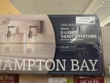 Hampton Bay Regan 12.75 in. 2-Light Brushed Nickel Vanity Light with Clear Glass Shades Appears to