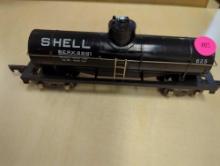 AMERICAN FLYER SHELL S.E.P.X. 8681 625 TANK CAR WITH LINK COUPLERS IN BLACK, MEASURES APPROXIMATELY