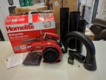 Homelite 150 MPH 400 CFM 26cc Gas Handheld Blower Vacuum. Comes in open box as it's shown in photos.