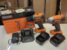 RIDGID 18V Cordless 2-Tool Combo Kit with Drill/Driver, Impact Driver, (2) 2.0 Ah Batteries, and