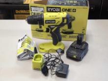 (Parts lot, details below) RYOBI ONE+ 18V Cordless 3/8 in. Drill/Driver Kit with 1.5 Ah Battery and