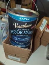 Set of 2 Varathane 1 gal. Clear Satin Water-Based Floor Polyurethane, Appears to be New Retail Price
