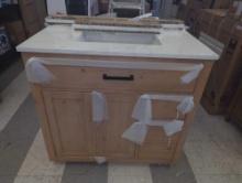 Altair Gavino 36 in. W x 22 in. D x 34 in. H Bath Vanity in Light Brown with Grain White Composite