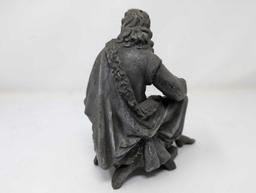 (FOYER) ANTIQUE SPELTER METAL ANSONIA MANTEL CLOCK FIGURAL TOPPER OF SHAKESPEARE. IT MEASURES