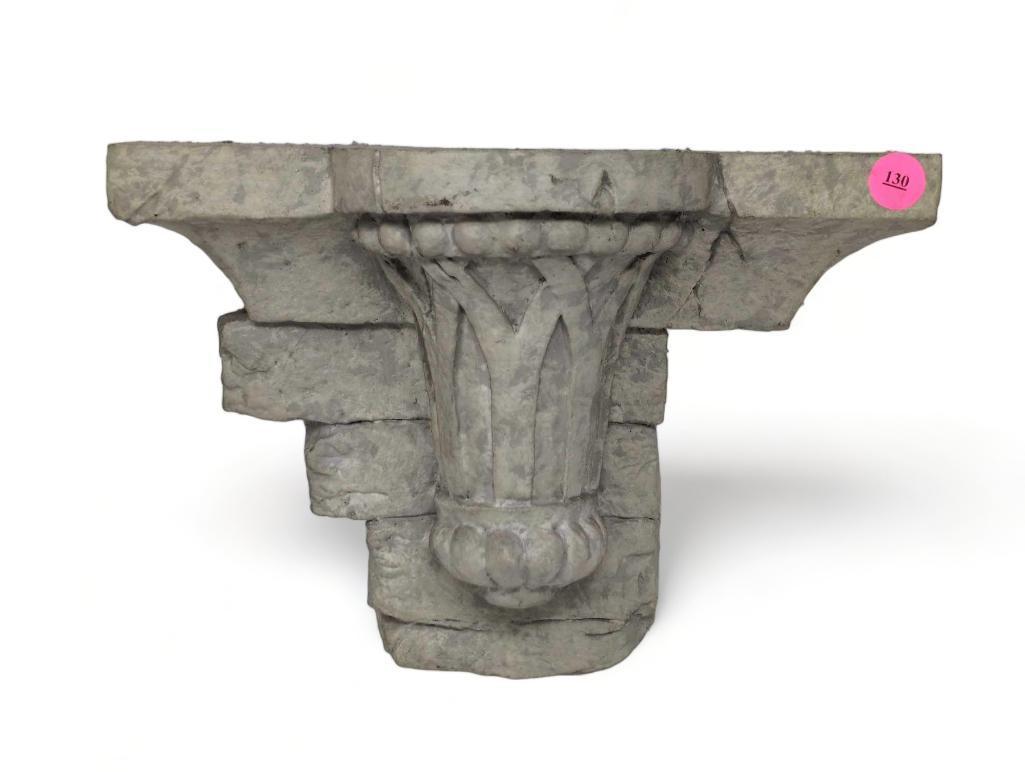 (FOYER) CONTEMPORARY RESIN CASTLE RUINS WALL SHELF. IT MEASURES APPROX. 11"W X 8"D X 5" TALL.