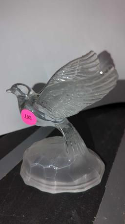 (LR) SET OF 2 CRYSTAL FIGURES, DOVE 5 1/8"H, AND DOLPHIN 6"H