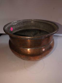 (LR) HAMMERED COPPER OVER METAL BOWL, 10 1/4"D 7"H