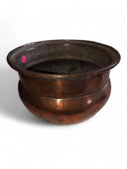 (LR) HAMMERED COPPER OVER METAL BOWL, 10 1/4"D 7"H