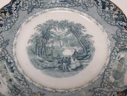 (FOYER) MARKED VIRGINIA J. & C. MEAKIN HANLEY ENGLAND - 19TH CENTURY TRANSFERWARE PLATE DEPICTING