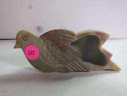 (LR) STONE CARVED BIRD TRINKET BOX, 4 1/8"L 2 3/8"W 1"H