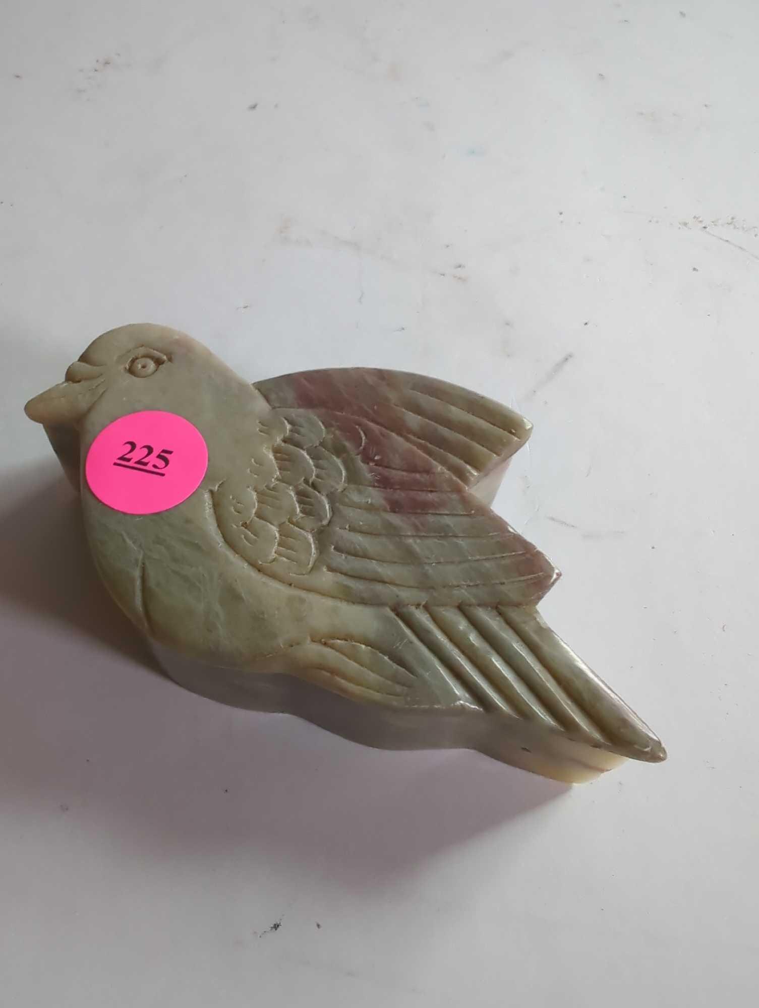 (LR) STONE CARVED BIRD TRINKET BOX, 4 1/8"L 2 3/8"W 1"H