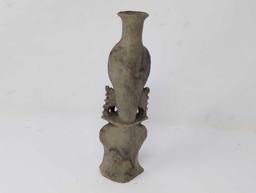 (LR) VINTAGE CARVED SOAPSTONE CHINESE BUD VASE. IT MEASURES APPROX. 6"T.