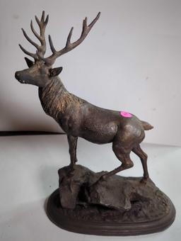 (LR) CAST METAL STATUE, ELK STAGG, SIGNED MENE, 12X5 3/8X14 1/2"H