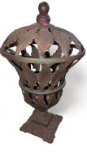 (LR)METAL OPEN AIR URN, LEAF PATTERN DESIGN, 27"H, 14 1/2"H