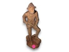 (LR) 9 1/2"H WOOD CARVED FIGURINE