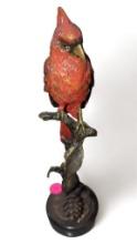 SPI METAL FIGURE, CARDINAL ON A PINE BRANCH, 10 3/8"H