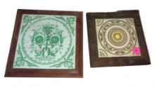 (FOY) SET OF 2 TILE TRIVETS, BOTH HAVE UNIQUE DESIGNS, THE LARGEST MEASURES 7 1/2"X7 1/2"W, THE