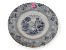 (FOYER) ANTIQUE 19TH CENTURY RIDGWAY COMPANY DECORATIVE VENICE PATTERN PLATE FEATURING ARABIAN