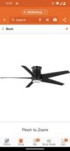 Hampton Bay Mena 54 in. White Color Changing LED Indoor/Outdoor Matte Black Hugger Ceiling Fan with