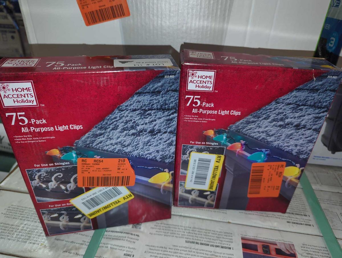 Lot of 2 Home Accents Holiday 75 Pack All Purpose Light Clips, Appears to be New, What You See in