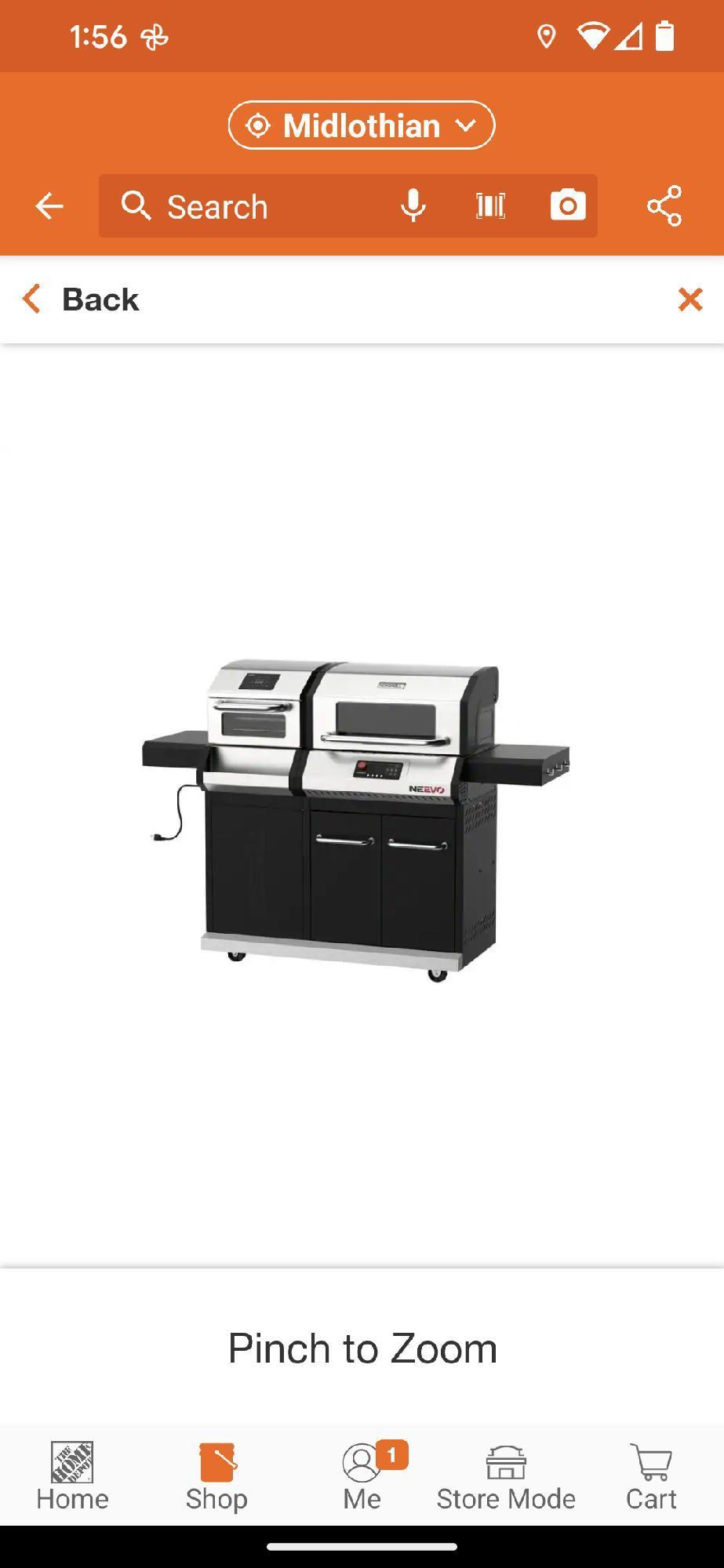 Nexgrill Neevo 720 Plus Propane Gas Digital Smart Grill in Black with Air Fryer Oven, Appears to be