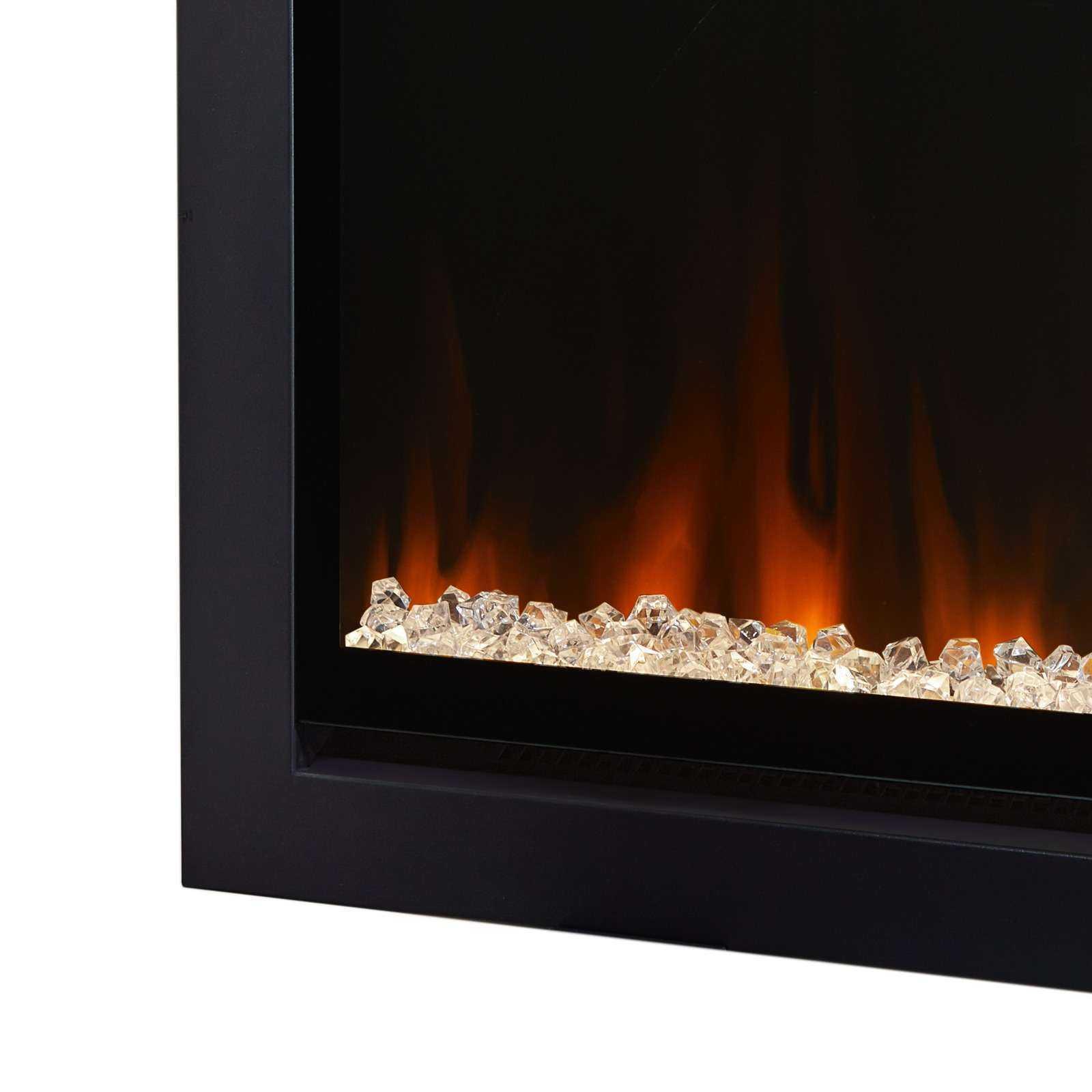 Real Flame 62 in. Wall-Mount Recessed Electric Fireplace Insert in Black, Appears to be New in