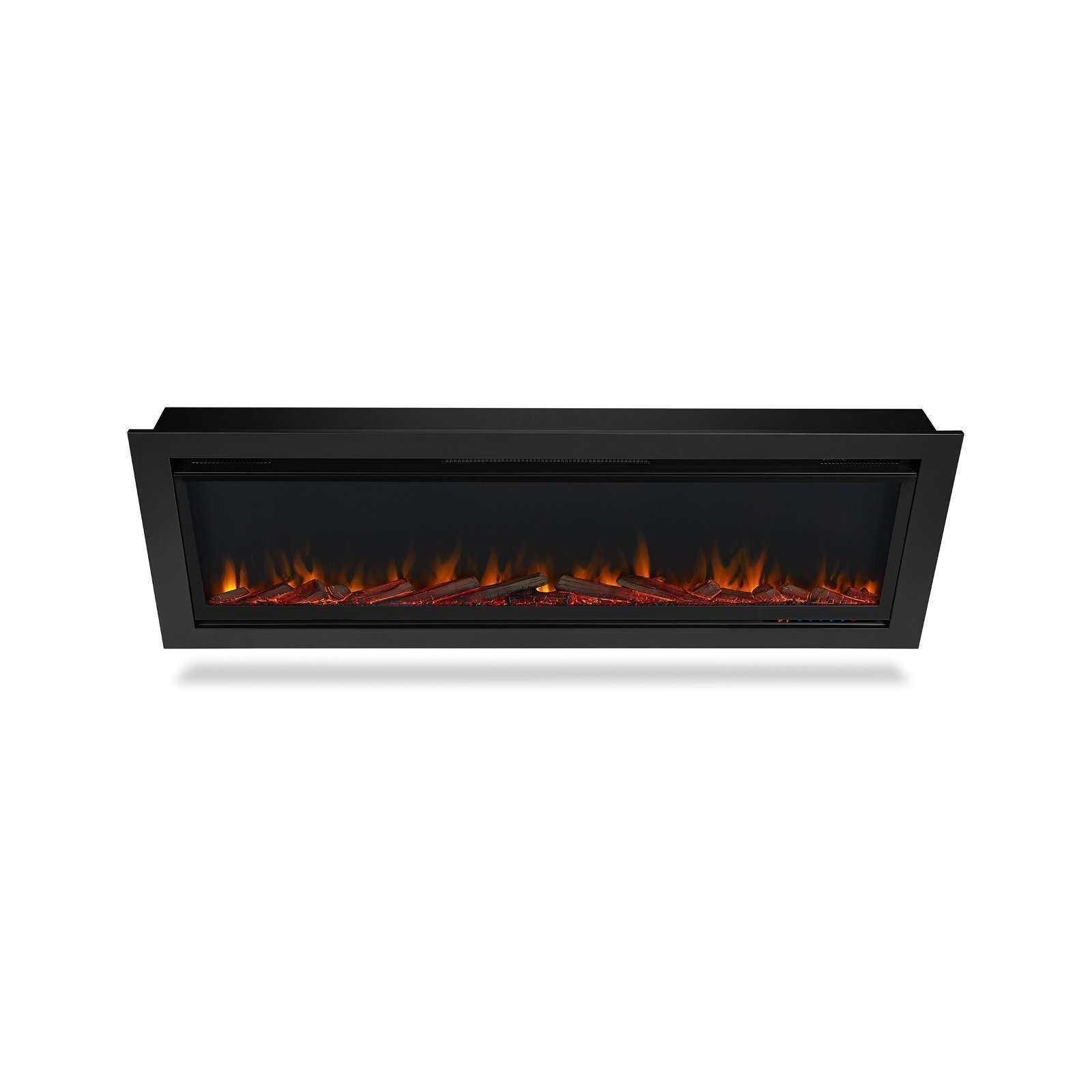 Real Flame 62 in. Wall-Mount Recessed Electric Fireplace Insert in Black, Appears to be New in