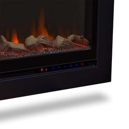 Real Flame 62 in. Wall-Mount Recessed Electric Fireplace Insert in Black, Appears to be New in