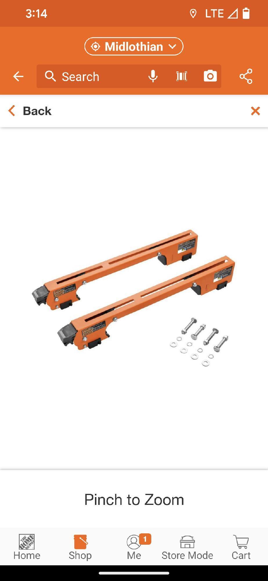 RIDGID Mounting Brackets for Universal Mobile Miter Saw Stand AC9946, Appears to be New in Factory