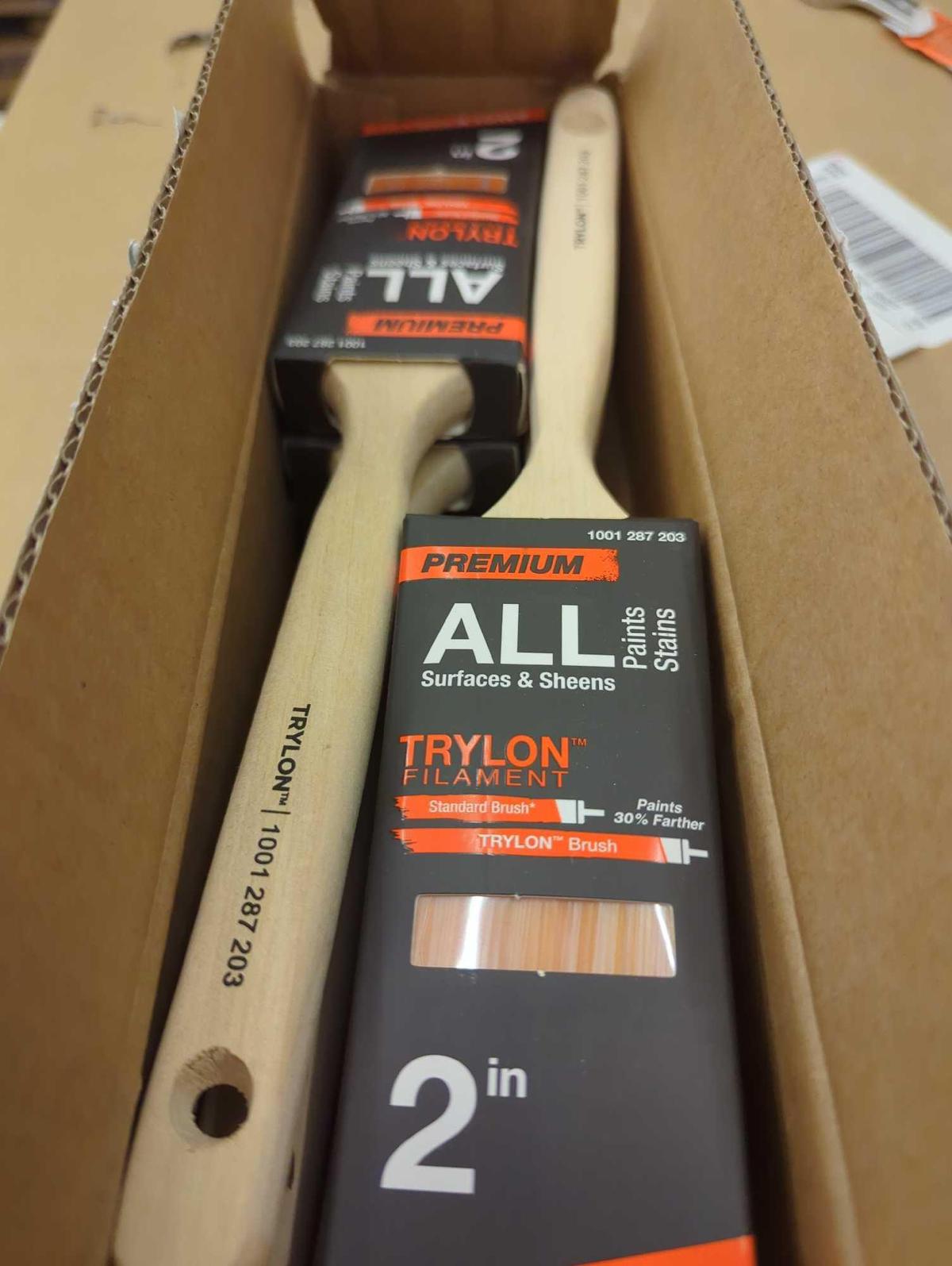 Box Lot of 6 Premium 2 in. Polyester Trylon Angled Sash Paint Brush, Appears to be New in Open Box