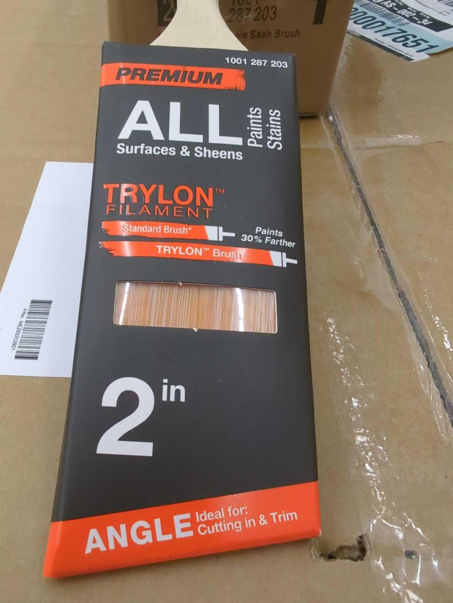 Box Lot of 6 Premium 2 in. Polyester Trylon Angled Sash Paint Brush, Appears to be New in Open Box