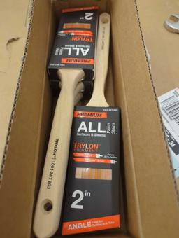 Box Lot of 6 Premium 2 in. Polyester Trylon Angled Sash Paint Brush, Appears to be New in Open Box