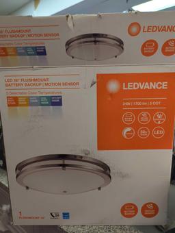 LEDVANCE 16 in. Brushed Nickel Selectable LED Flush Mount with Motion Sensor and Battery Backup,