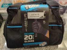 GORILLA GRIP KIT, 20 GORILLA GRIP GLOVES AND 1 TOOL BAG. UNIT IS NEW, 19.88 MSRP