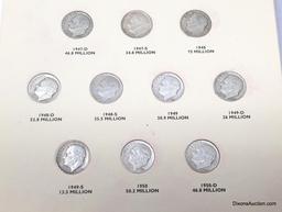 1946-1964 Dime - Roosevelt Dime Album (50 coins)