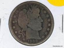 1908 S Half Dollar - Barber