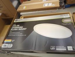 Commercial Electric 32 in. Low Profile Oval White LED Flush Mount Ceiling Light with Night Light