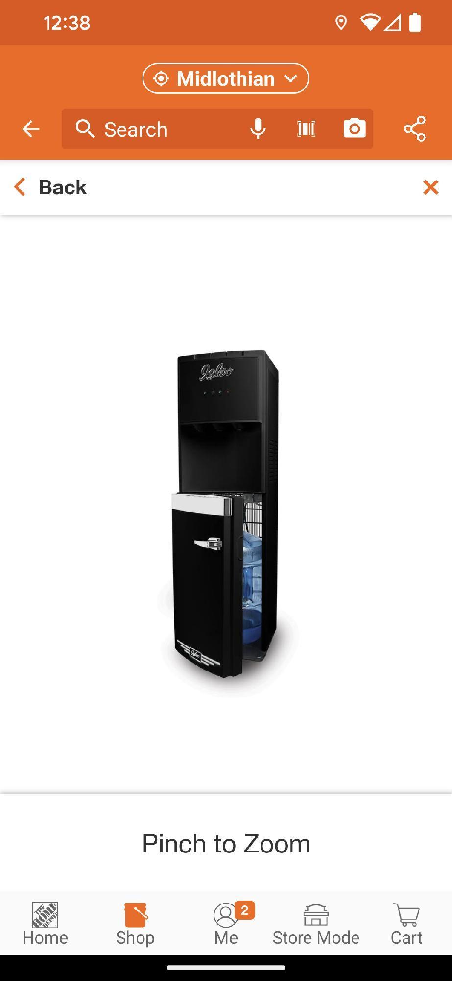 IGLOO 5 Gal. Bottom Load Water Cooler In Black, Appears to be Used Out of the Box, Retail Price