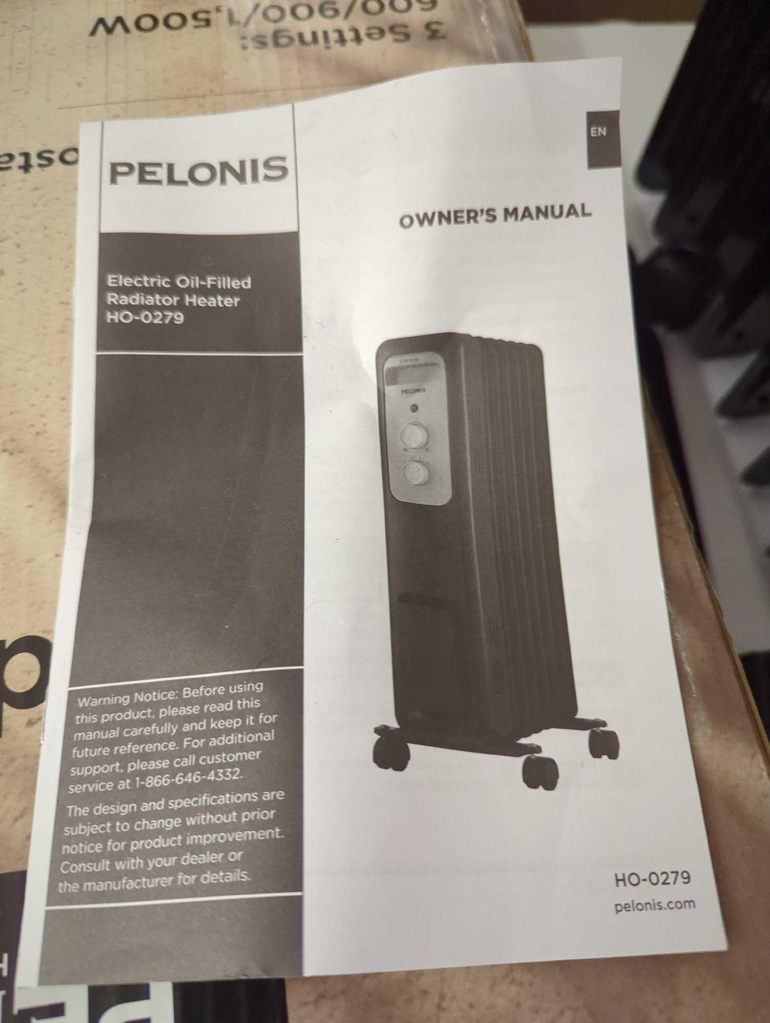 Pelonis 1,500-Watt Oil-Filled Radiant Electric Space Heater with Thermostat, OPEN BOX, UNIT APPEARS