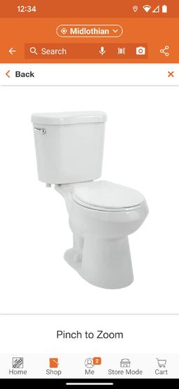 Glacier Bay 2-piece 1.28 GPF High Efficiency Single Flush Round Toilet in White, Seat Included,