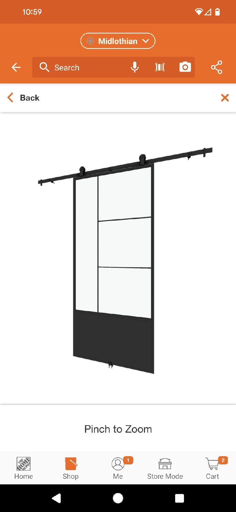 Colonial Elegance (Missing Hardware) Opera 37 in. x 84 in. 3/4 Lite Clear Glass Black Metal Finish